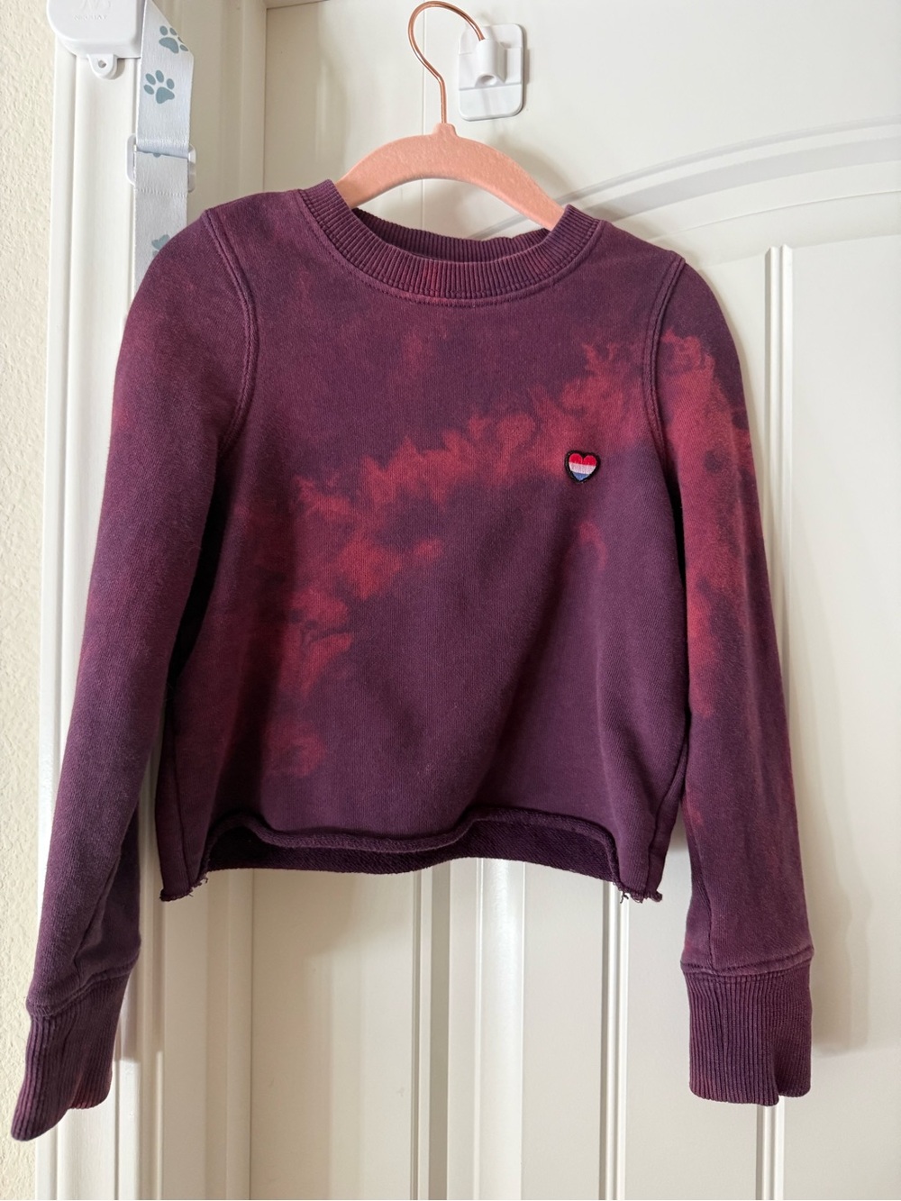 Spiritual Gangster Girls Heart Patch Tie-Dye Crewneck Sweatshirt